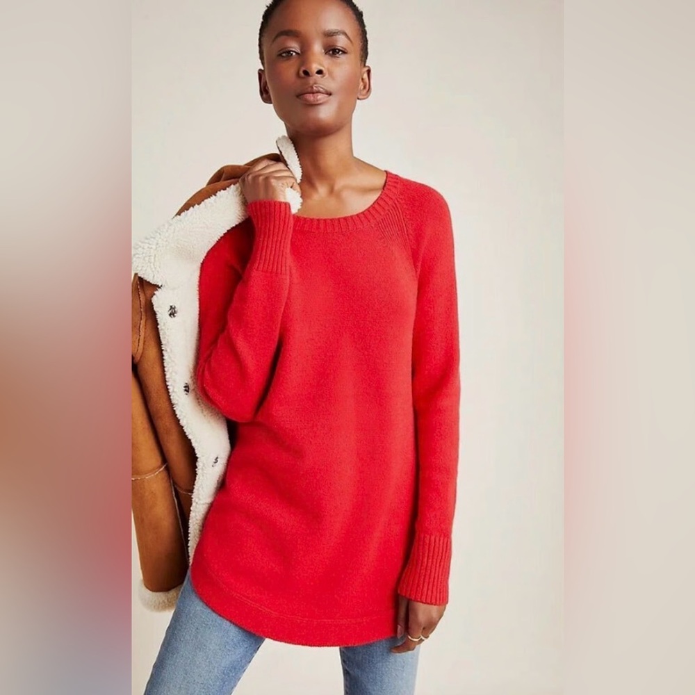 Anthropologie Rebekah Red Tunic Sweater
